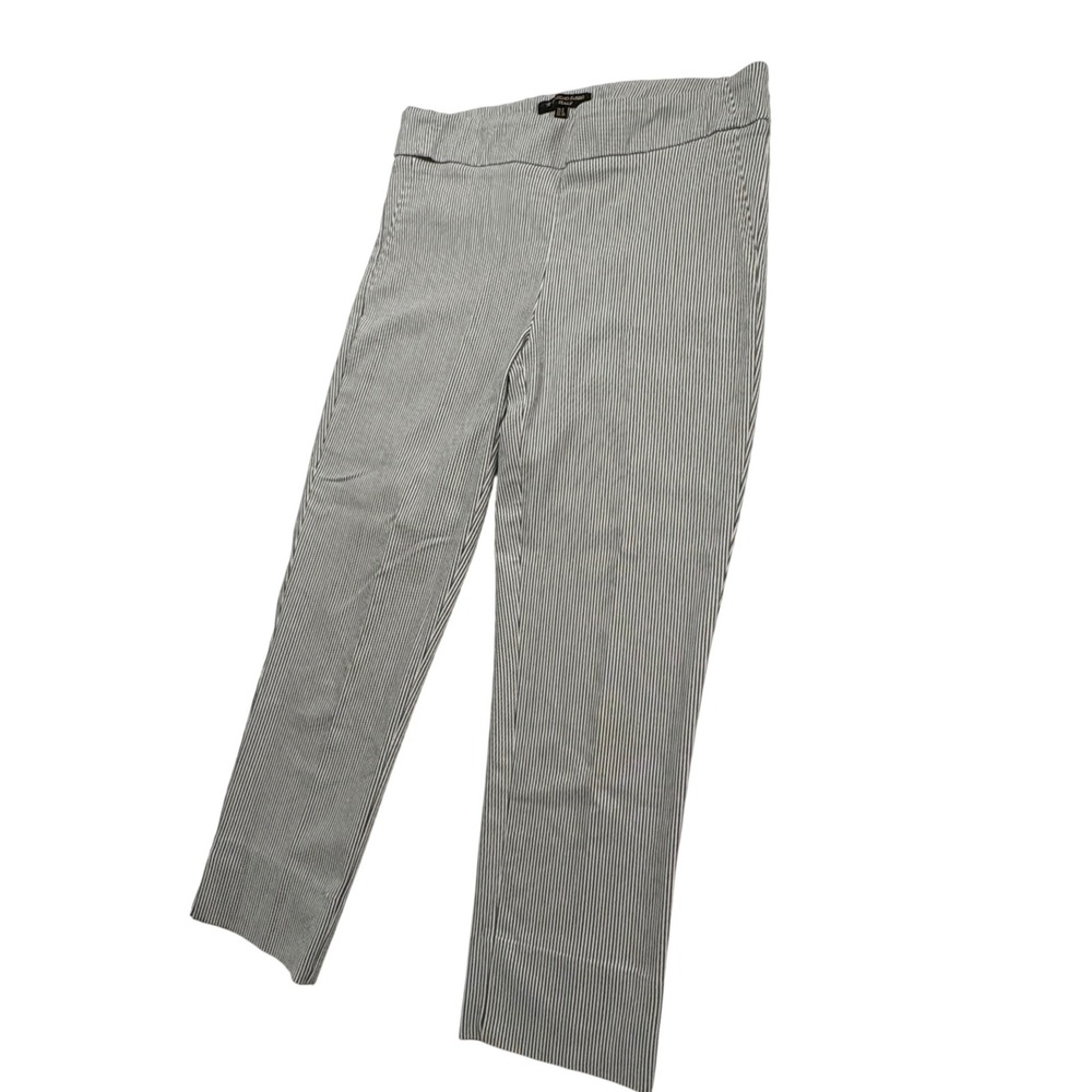 Massimo Fabbro Striped Dress Pant Womens 8 Black White Nautical Crop Stretch EUC